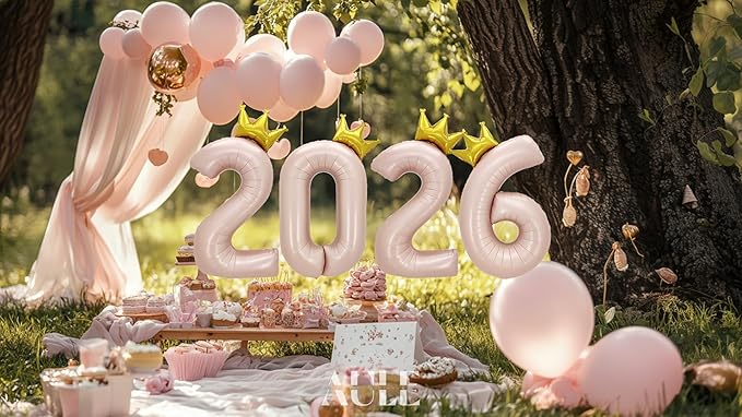 AULE 40 Inch Big Pink 5 Balloon Number with Crown Large Foil Helium Number Balloons 0-9 Jumbo Giant Happy 5th Birthday Party Decorations Huge Mylar Anniversary Party Supplies