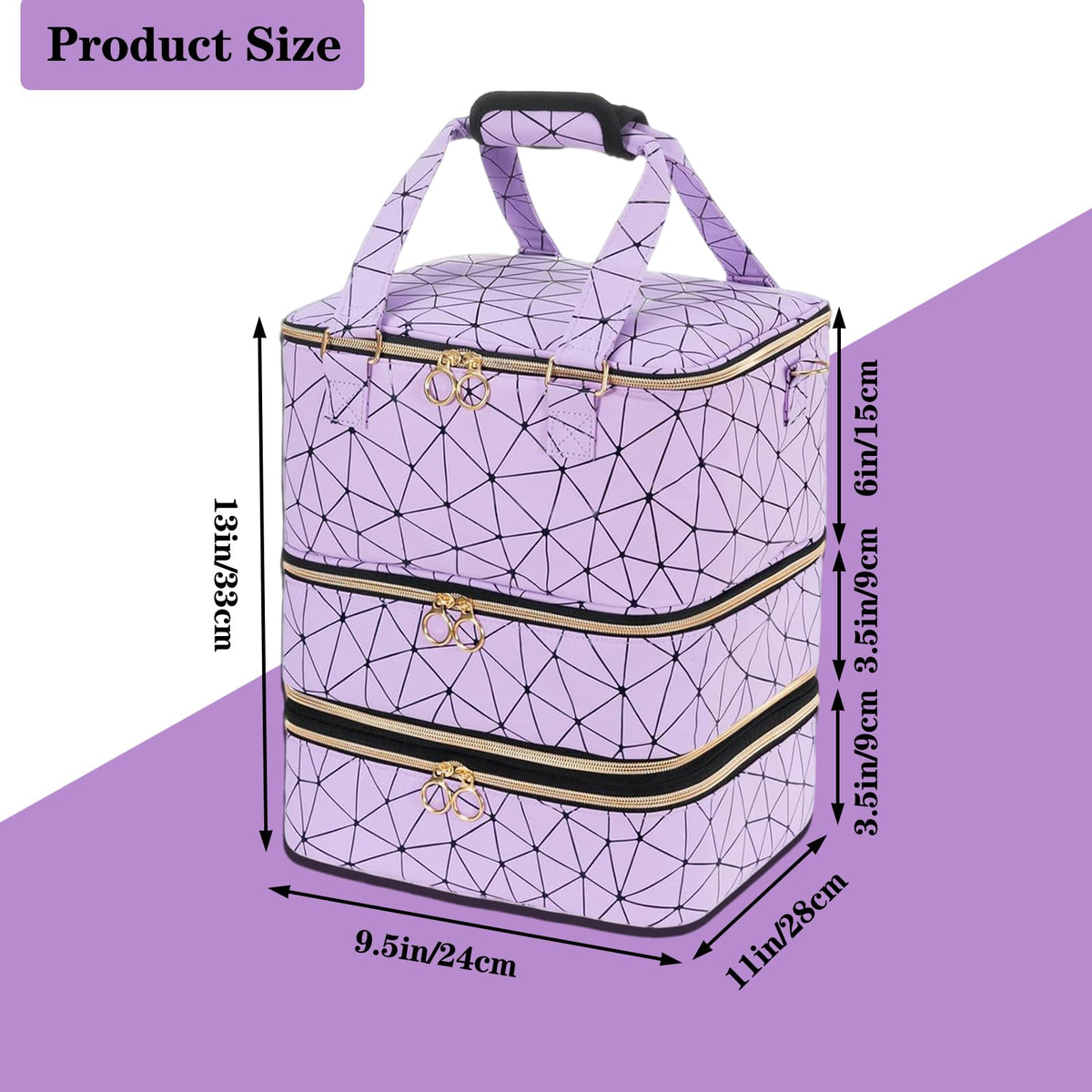 Sonhomay Nail Polish Organizer Bag, 3-Tier Nail Storage Organizer Holds 84 Bottles Nail Polish Nail Lamp Detachable Bottom Layer for Salon & Home Use(Pink)