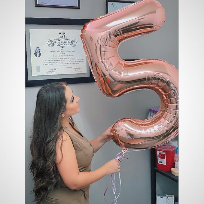 Rose Gold Number 5 Balloon 40 Inch, 5 Balloon Number, 5th Birthday Decorations, Rose Gold Party Supplies for Boys Girls