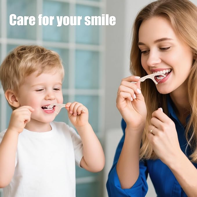 Biodegradable Dental Floss Picks 200 Count, Vegan Plant Based Handle,Eco Friendly Tooth Flossers Toothpick Soft Cleaning for Kids and Adult on Gums (200)