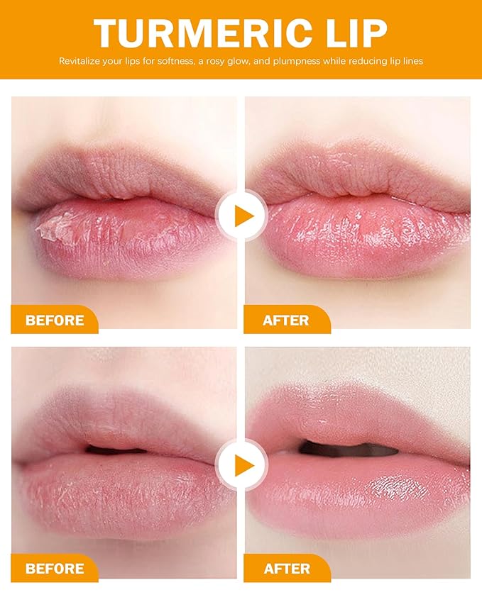 3Pcs Turmeric Lemon Lip Scrub and Turmeric Lip Balm Hydrating & Nourishing Lip Care kit, Exfoliating Lip Scrub with Aloe Vera For Dark Lips,Long-Lasting Natural Balm Moisturizer for Dry, Cracked Lips