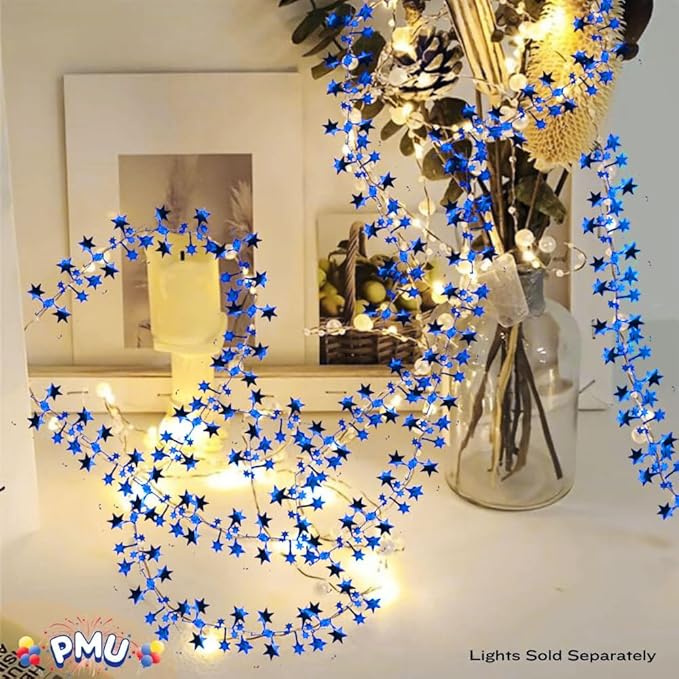 PMU 25 Ft Star Wire Shiny Garland Royal Blue - Halloween, Christmas Party, Wedding, Birthday, Festive Home Decoration Ornament Royal Blue