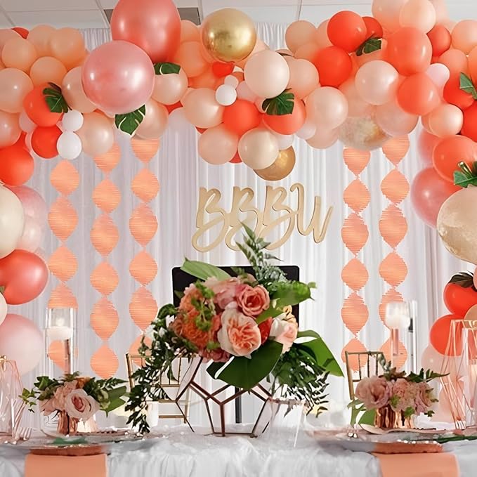 Elegant Coral Tissue Fringe Garland - 9 ft. (1 Pc.) - Premium Paper, Stunning & Versatile Decor - Ideal for Any Events