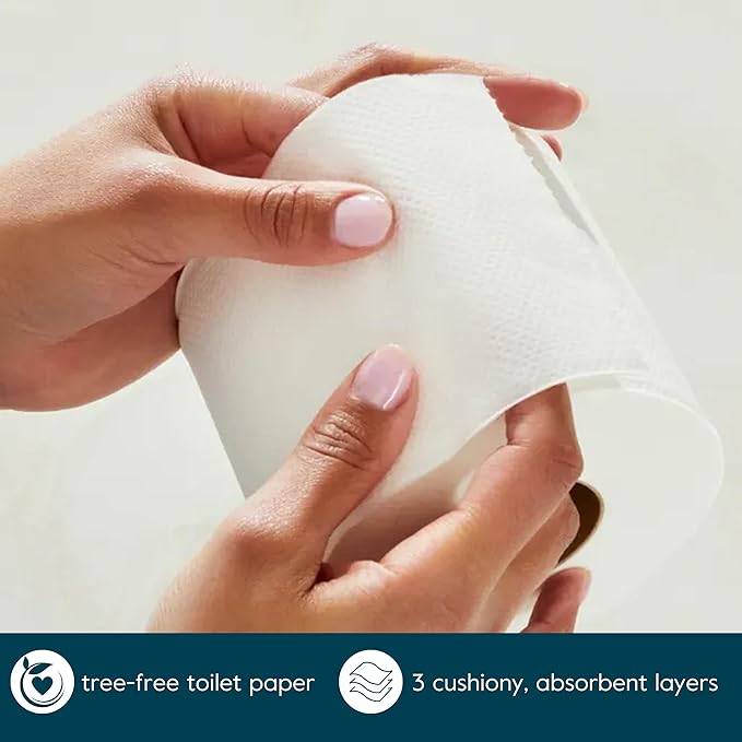 Grove Co. Bamboo Toilet Paper Tree Free & Septic Safe Bath Tissue, Ultra Soft, Durable, & Absorbent 3 Ply Sheets (1 Roll = 44.4 sq ft) Bulk Toilet Paper (Pack of 24 Rolls)