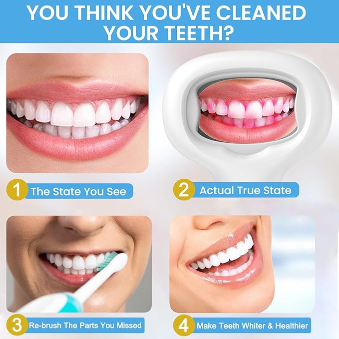 Plaque Disclosing Tablets Alternatives Rechargable Dental Plaque Detector Light Shows Plaque Lamp Instant Display Tooth Calculus Discloser for Kids or Adults Correcting Brushing Habits