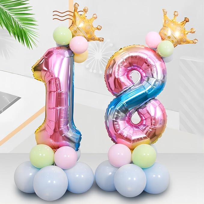 40 Inch Giant Rainbow Number 1 Balloons, Birthday Balloons, Helium Mylar Foil Big Number Balloons for Birthday Party Decorations, Kids' Birthday Anniversary Party Baby Shower Unicorn Parties