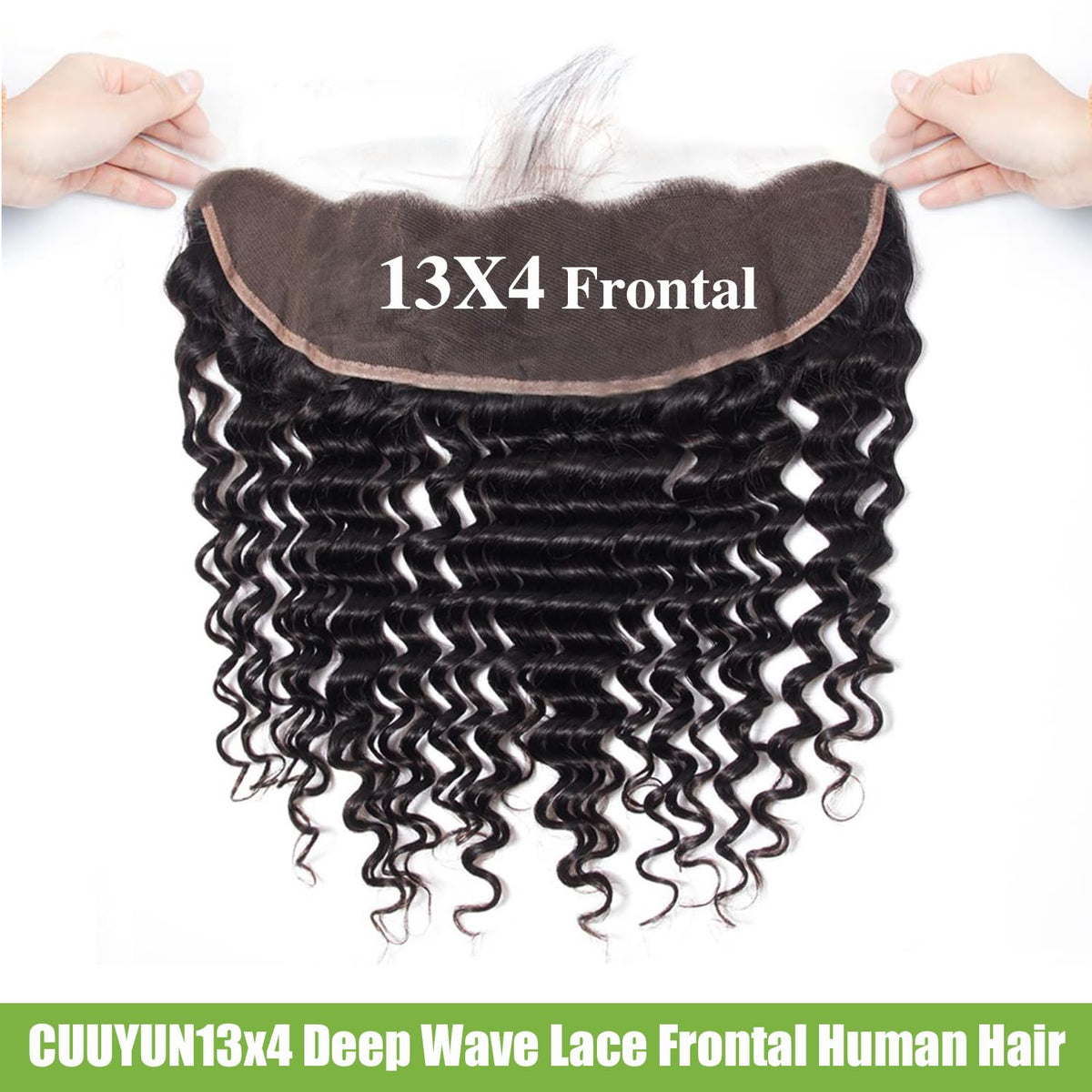 Lace Frontal Closure Deep Wave 13x4 Ear to Ear Frontal HD Lace 12 Inch Curly Brazilian Virgin Human Hair Extensions for Women Pre Plucked with Baby Hair 150% Density Natural Black