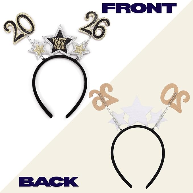 Needzo 2026 New Years Headband, Outfit Accessory, NYE 2026 Party Supplies and Favors, One Size Fits Most