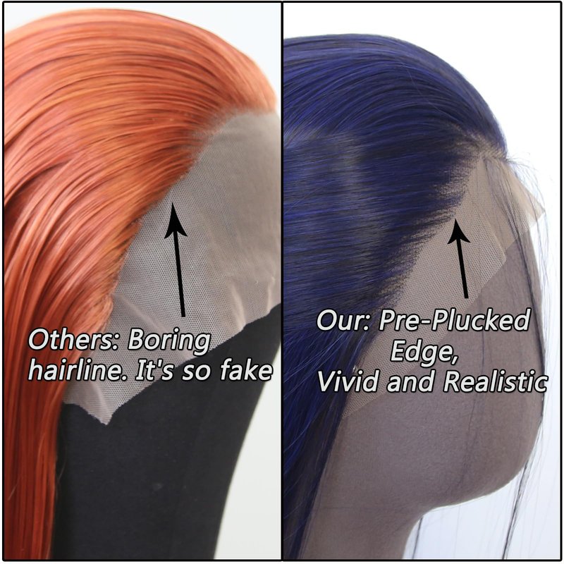 zigzag hair Dark Blue Wig Long Straight Navy Blue Synthetic Lace Front Wigs for Fashion Women Pre Plucked with Natural Hairline Heat Resistant Fiber Hair Glueless Synthetic Lace Wig (Dark Blue)