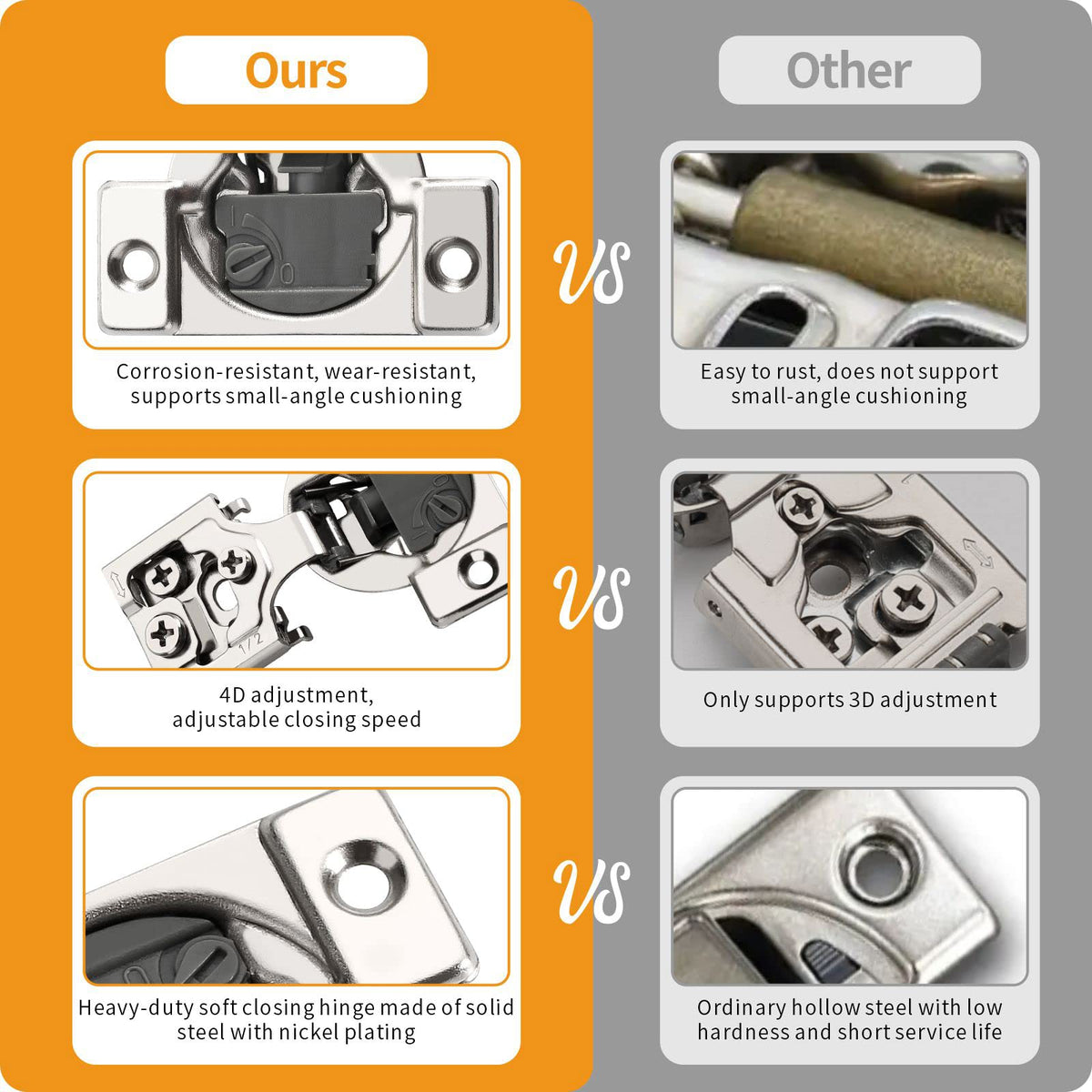 Chibery 10 Pack 1/2" Overlay 4D Soft Close Concealed Hinges for Face Frame Door, Adjustable Closing Speed, Smooth Slow Self Close Hinges, Satin Nickel, 105° Open Angle Stainless Steel Cabinet Hinges