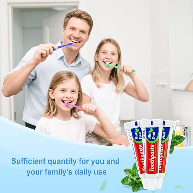 200 Tubes Bulk Travel Size Mini Toothpaste, 0.176oz Disposable Mint Flavor Pocket Teeth Paste Small Essential Toothpaste for Travel, Home/Hotel/Guests/Charity/Homeless/Camping Oral Care (Single Use)