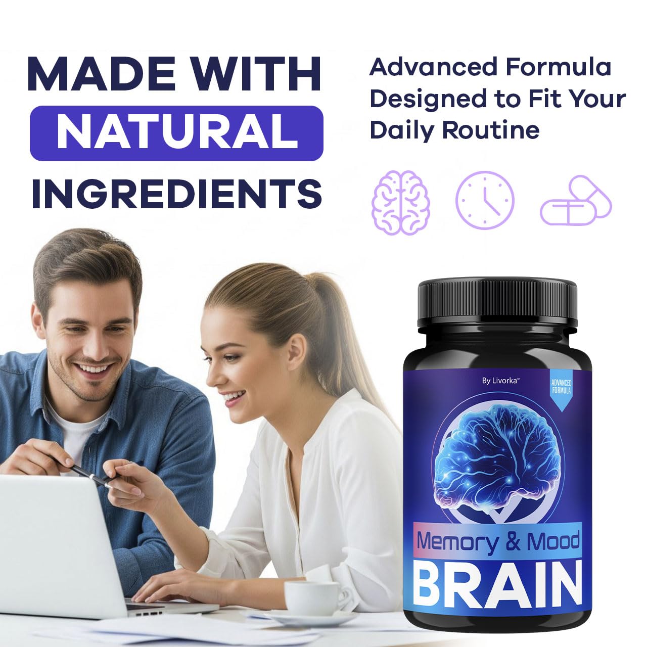 (3 Pack) Memory Mood and Brain Capsules - Official Daily Support Brain Health Supplement Pills Advanced Formula, Memory & Mood Brain & Memory Focus Reviews, 180 Capsules for 3 Months
