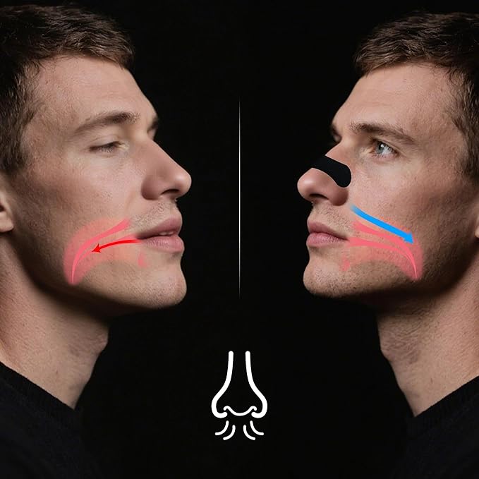 60Pcs Nasal Strips for Snoring, Nose Strips for Breathing, Snore Strips for Men & Women, Helps Reduce Snoring & Improves Sleep (Black)
