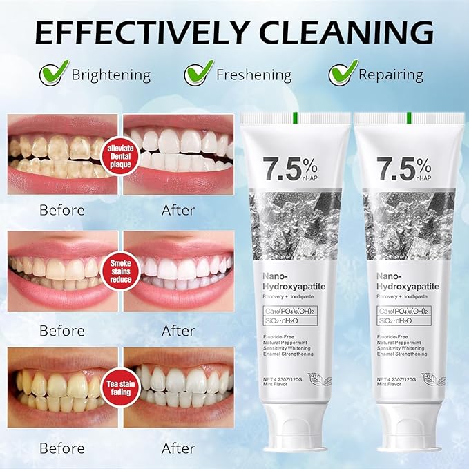 Hydroxyapatite Toothpastes for Enamel Protection and Tooth Strengthening, Gentle Mint, Safe for Sensitive Teeth, Daily Oral Care for Fresh Breath & Oral Health (4)