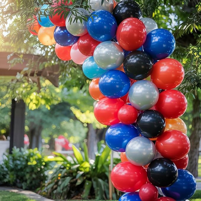 Red Blue Black Balloon Arch Kit, Blue and Red Balloon Arch Kit, Blue Black Balloons Garland with 22 Inch Star Foil Balloons for Men Boys Birthday Baby Shower Graduation Party Decorations