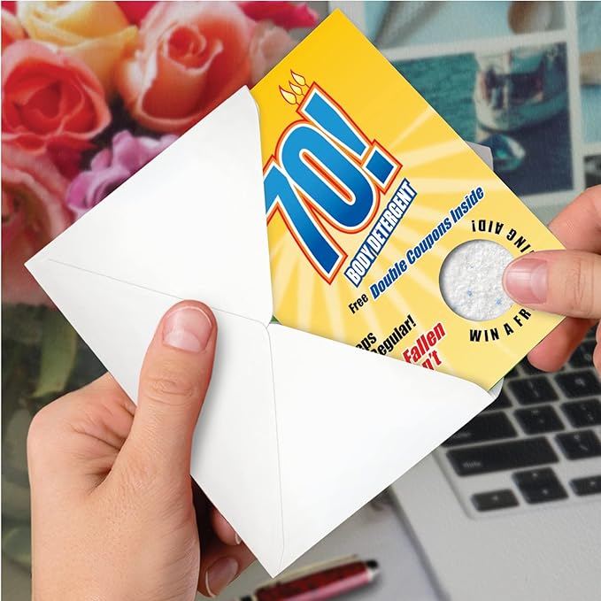 NobleWorks - 70th Milestones Birthday Greeting Card with 5 x 7 Inch Envelope (1 Card) - Body Detergent 70 5171