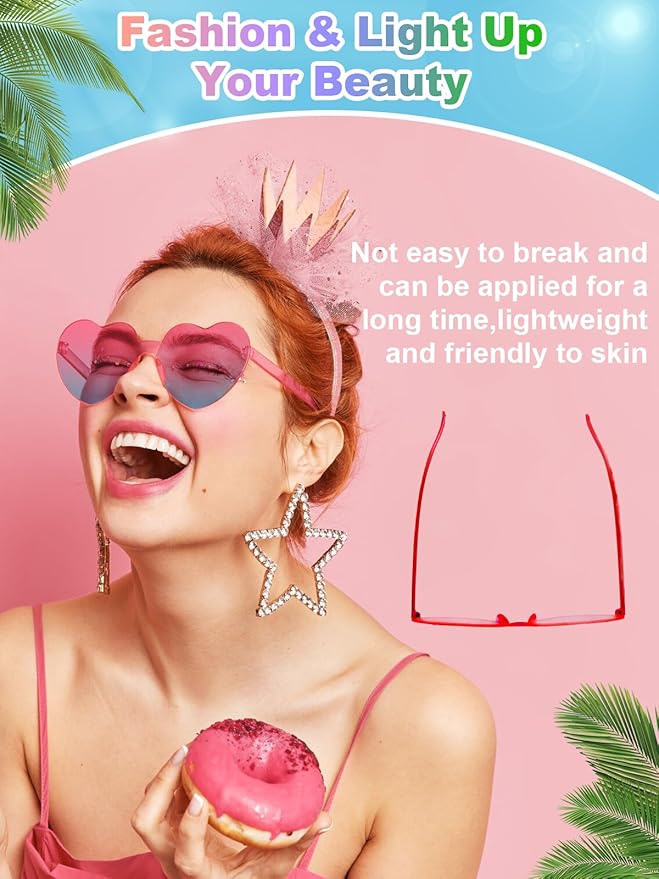12 Pairs Heart Shaped Sunglasses for Women Colorful Glasses Fun Trendy Transparent Heart Sunglasses Party Favor (Gradient Colors)