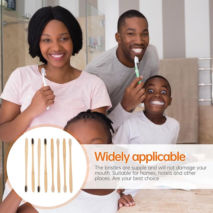 NOLITOY 20Pcs Natural Toothbrushes Set Small Head Soft Bristles Black and White Biodegradable Manual Toothbrushes for Travel and Home Oral Care