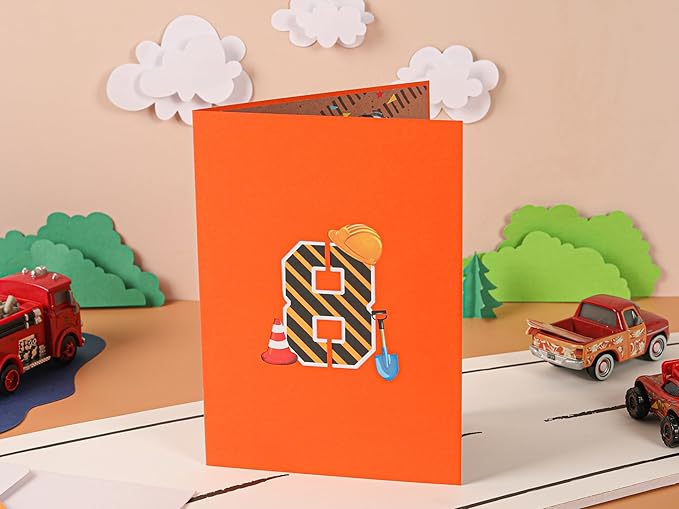 Liif Crane Happy 8th Birthday Card for 8 Years Old Kids, Boy, Son