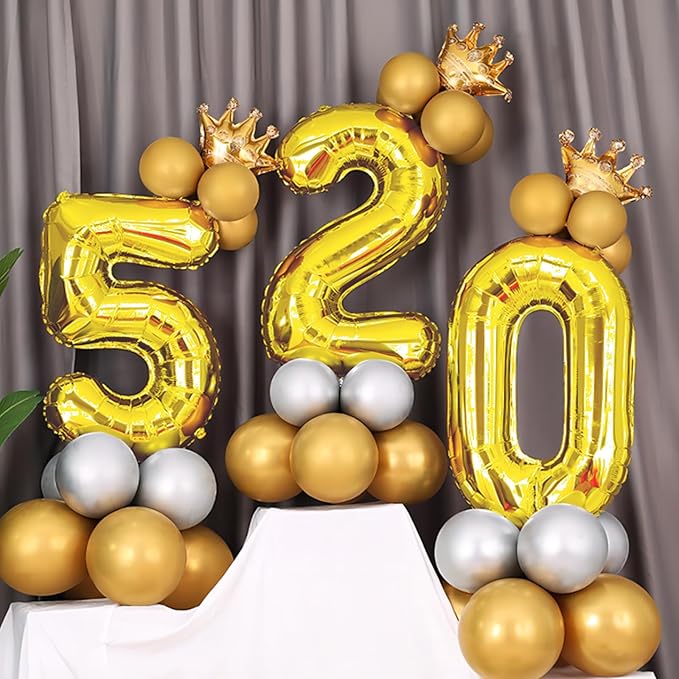 40 Inch Gold Number Balloons, Helium Mylar Foil Number Balloons for Birthday, Number 0 Balloon for Birthday Decorations for Kids, Anniversary Party Decorations Supplies