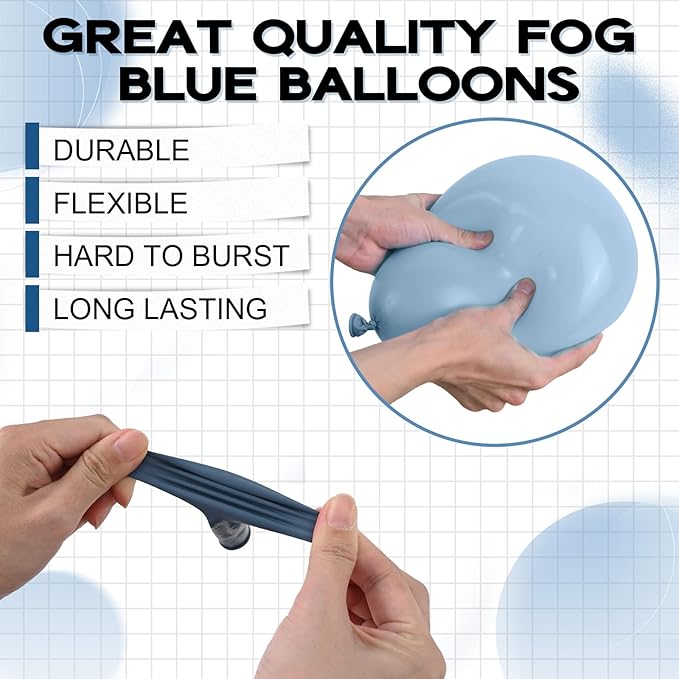 Dusty Blue Balloons 5inch Small Haze Blue Balloon 60pcs Mini Round Aqua Fog Mist Latex Balloon for Arch Garland Girls Boys Retro Boho Birthday Party Decoration Wedding Baby Bridal Shower Bachelorette