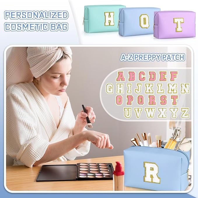 TOPEAST Teen Girl Gifts Trendy Stuff, Blue Small Makeup Bag Preppy Stuff for Girls Personalized Birthday Gifts for Girls Daughter (Sky Blue K)