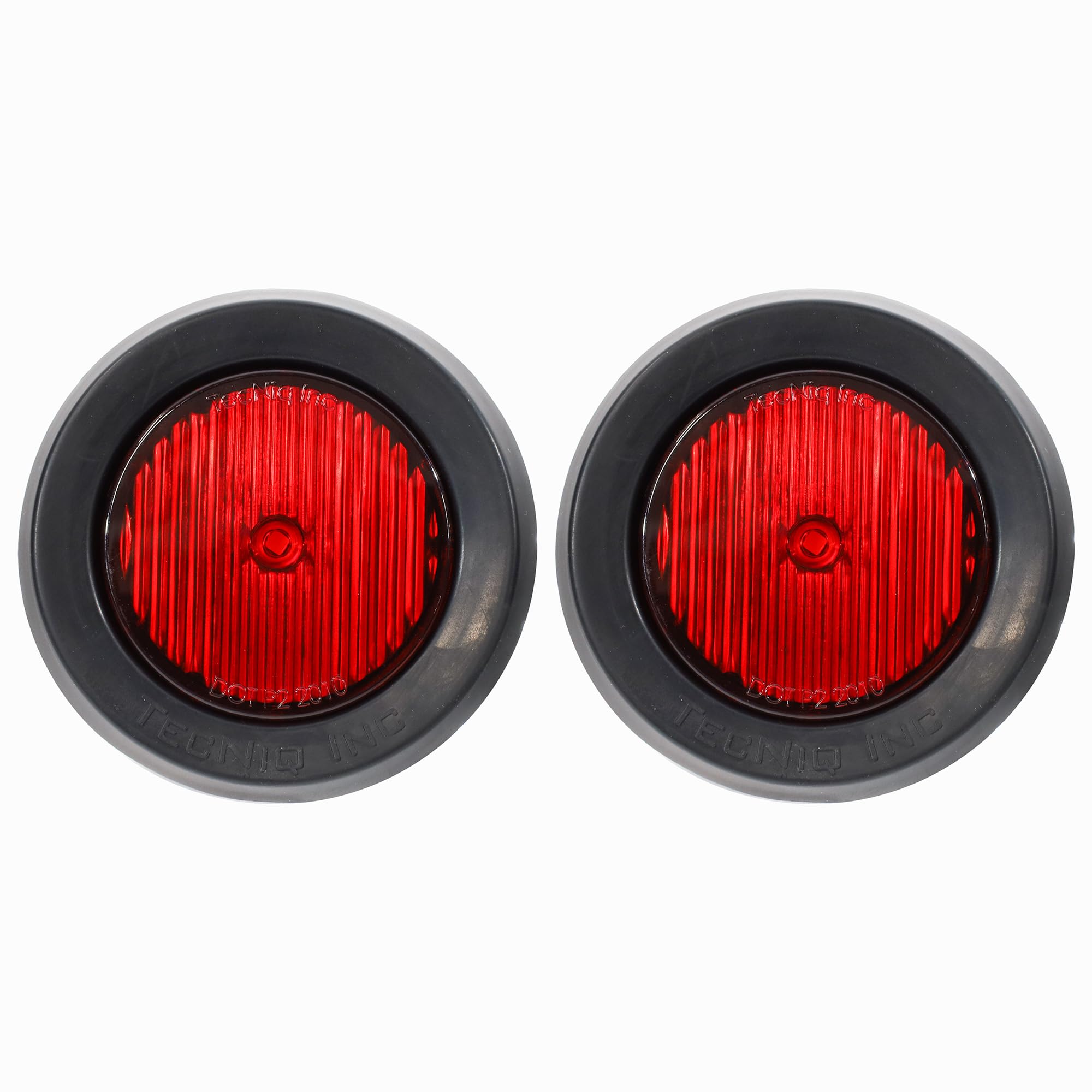 TecNiq S30-RR02-6 | 2 Round Red LED Low-Profile Side Marker Light - Red Lens, DOT Approved, IP68 Waterproof, Grommet Mount - 12V