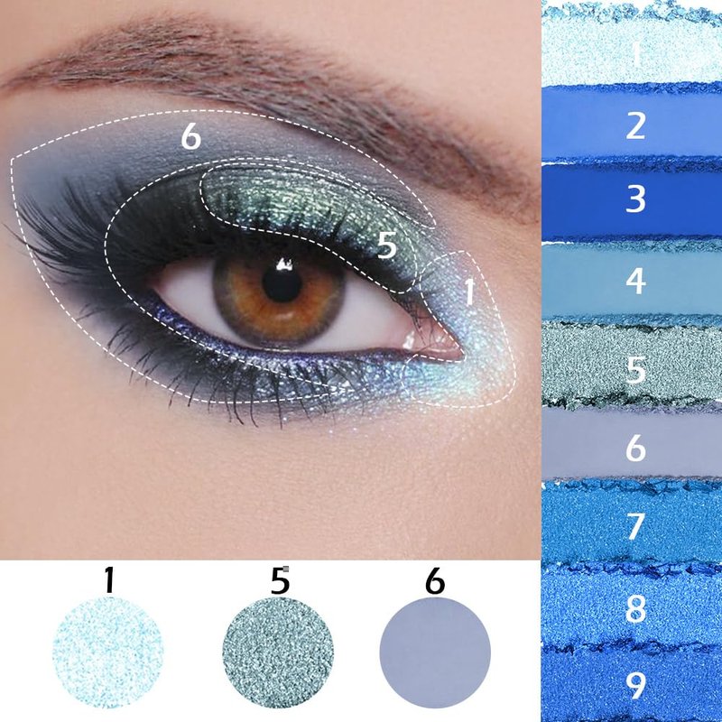 WanTuoluo 9 Colors Blue Smoky Matte Shimmer Eyeshadow Palette with Mirror for Eye Makeup,High Pigmented Eye Shadow Primers Powder Palet de sombras de ojos