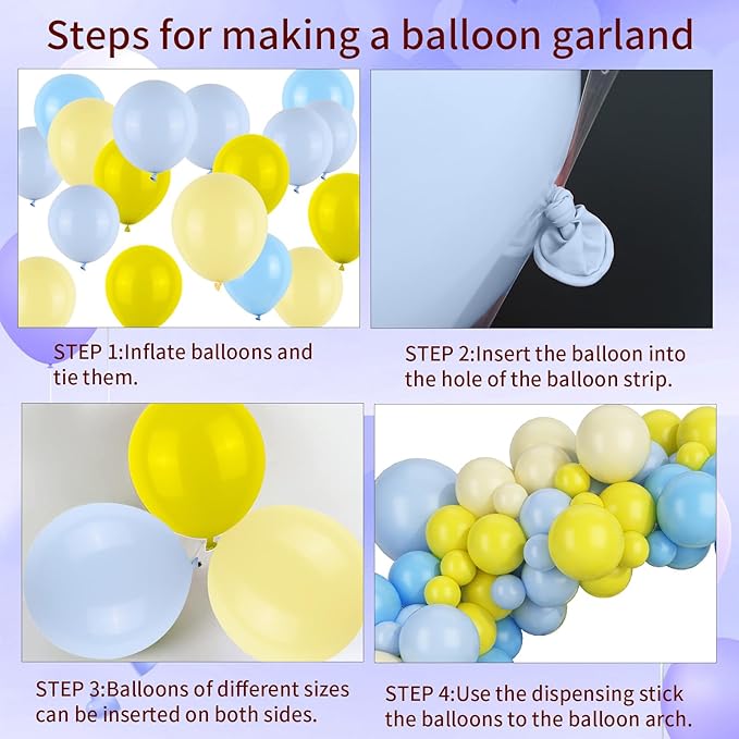 FunHot Blue Yellow Balloon Garland Arch Kit, Light Blue and Yellow Latex Balloons Large Maca Party Balloons for Kids Birthday Baby Shower Wedding Anniversary Party Decorations