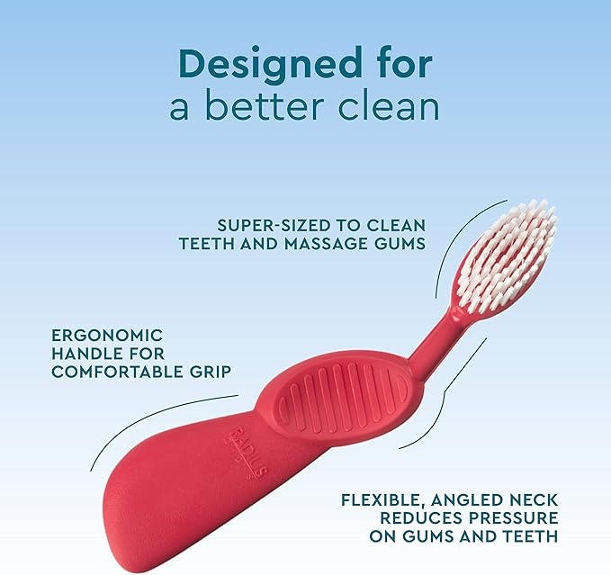 RADIUS Flex Brush with Soft Bristles Toothbrush BPA Free & ADA Accepted Designed to Improve Gum Health & Reduce Issues - Right Hand - Yellow/White - Pack of 1