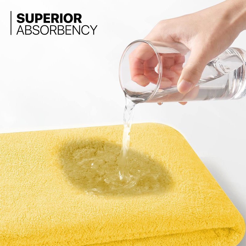 MoNiBloom 12-Piece 100% Cotton Face Wash Cloth Set for Bathroom Home Hotel Spa Gym Yoga Shower Highly Absorbent Ultra Soft Quick-Dry (Lemon Yellow)
