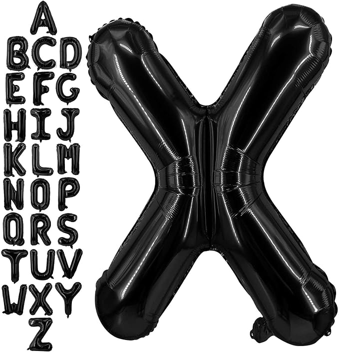 40 Inch Black Letter X Balloons, DIY Phrase Foil Alphabet Letter X Balloons DIY Word X Banner for Birthday Anniversary Celebration Graduation Party Supplies Decoration