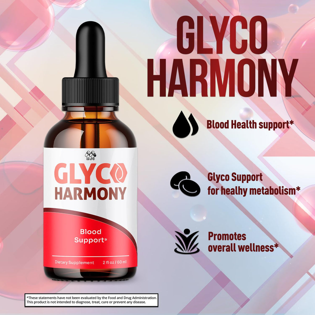 Glyco Harmony Drops, Official Glyco Harmony Liquid Supplement with All Natural Ingredients, GlycoHarmony Blood Support Maximum Strength Health and Wellness Vitamin Supplement (1 Bottle, 30 Servings)