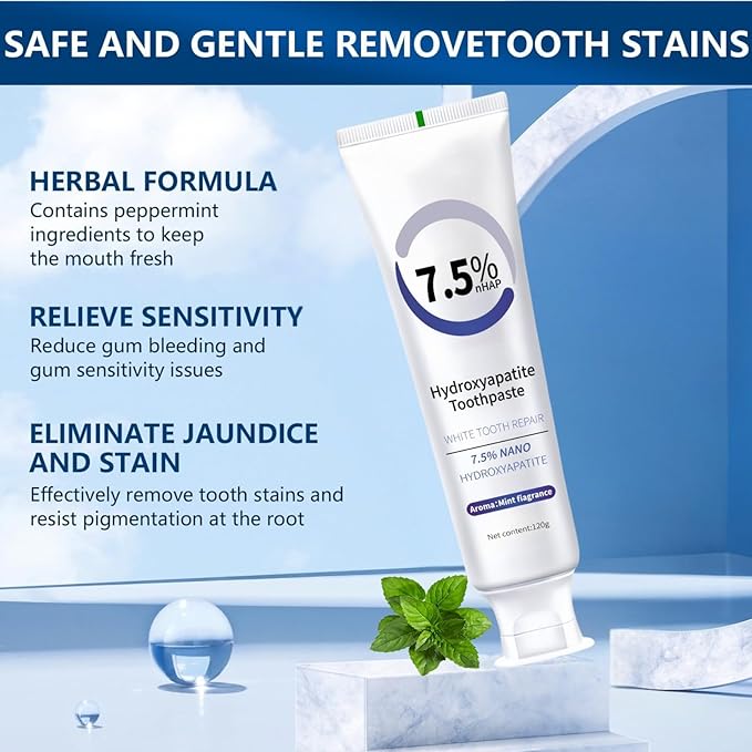 Hydroxyapatite Toothpastes for Enamel Protection and Tooth Strengthening, Fluoride-Free | Gentle | Mint | Fresh Breath, 4.23 oz (2)