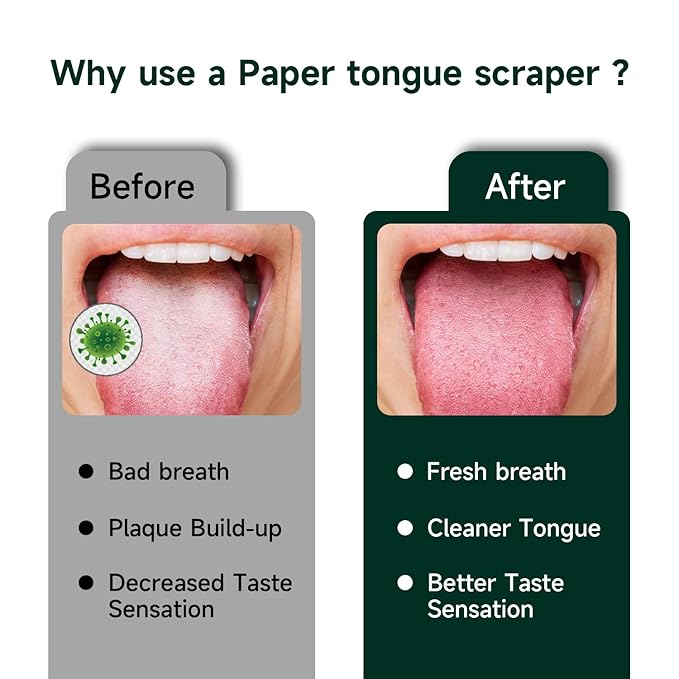 Dr. Emma Tongue Scraper, 120 Count, Disposable Tongue Cleaner for Adults, Paper Hygienic Scraper, Clean Tongue, Promote Fresh Breath (Pack of 2)