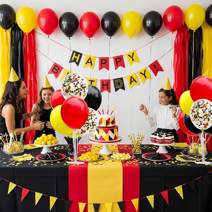 TONIFUL Mouse Birthday Table Decorations Red Yellow Black Table Centerpiece Balloons Stand Holder Kit for Mouse Theme Favor Baby Shower Kids Party Supplies