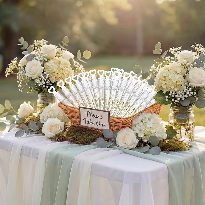 50 Packs Thank You for Celebrating with Us Bubbles Wedding Proposal Table Decorations White Heart Bridal Shower Favors Guests Gifts for Wedding Engagement Birthday Party Supplies(Gold)