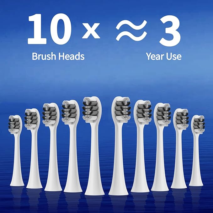 Lumivoid Sonic Electric Toothbrush for Adults & Kids - 10 Brush Heads, 30-Day Battery, 5 Modes, 2-Min Timer, IPX8 Waterproof, Rechargeable & Travel-Friendly (Silver)