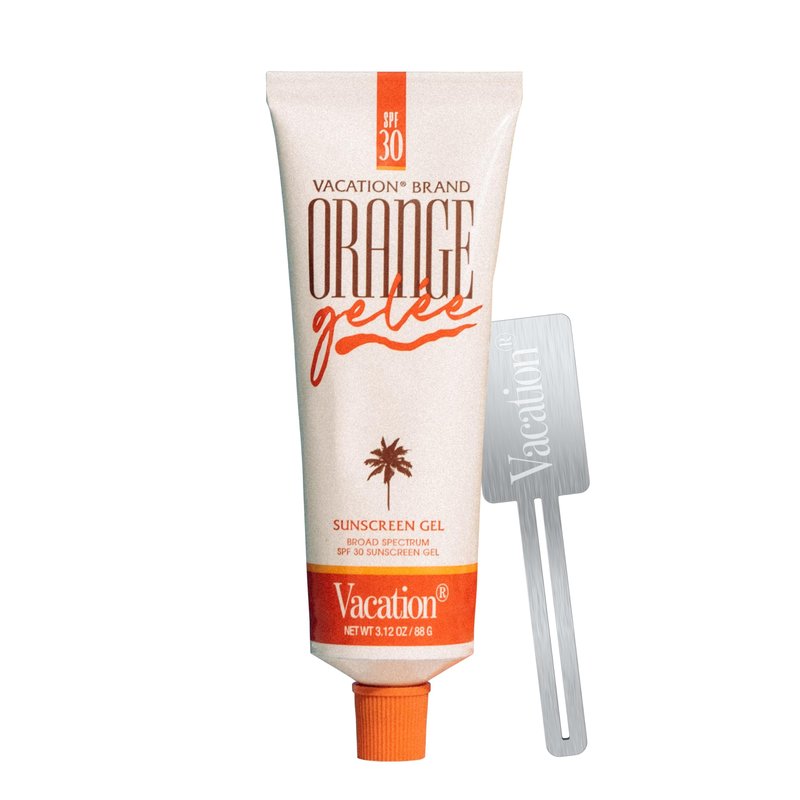 Vacation Orange Gelée SPF 30 Sunscreen Gel and Tube Key Bundle, 3.12 Fluid Ounces - Hydrating Balm-to-Oil Tanning Gel, Transparent, Water-Resistant, Travel Size