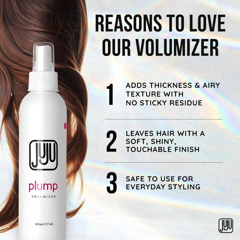 Juju Plump Lightweight Hair Volumizing Spray 6 Fl Oz - Volumizing Hair Spray for Women, Fragrance Free Hairspray Volume for Medium to Fine Hairs, Airy Feel Styling Root Volume Sprays for Women