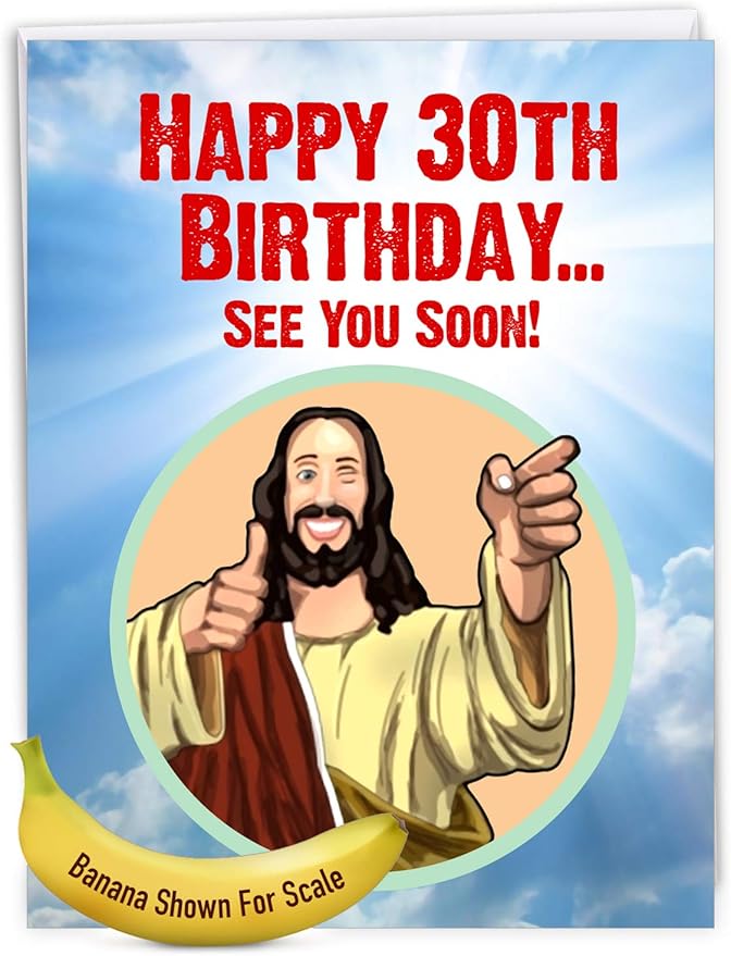 NobleWorks - 30th Funny Birthday Greeting Card (8.5 x 11 Inch) - 30 Years Old, Big Milestone Birthday Humor Card from Group - See You Soon 30 J7235MBG