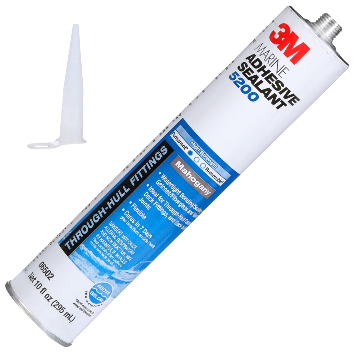 3M Marine Adhesive Sealant 5200, Mahogany, PN06502, Flexible Bonds, Long Work-Time, 1/10 Gallon Cartridge, 10 fl oz