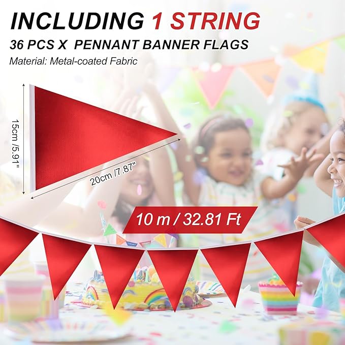 PATIKIL Pennant Banner Flags 33 Ft, 36 Pcs Colorful Triangle Banners Party Banner Bunting Garland String for Graduation Birthday Wedding Outdoor Decoration