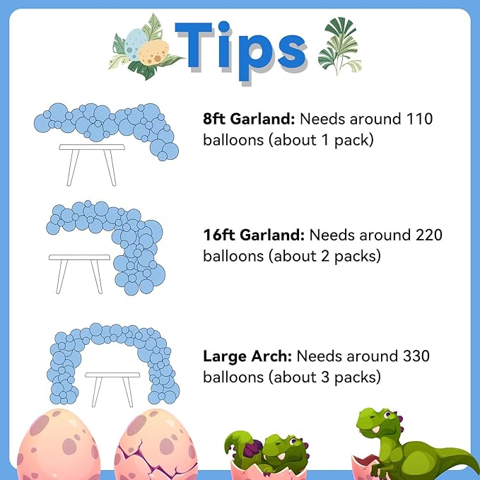 FunHot Blue Green Balloon Arch Kit, Dinosaur Balloon Garland Kit with Fruit Green Dark Navy Blue Latex Balloons for Boys Baby Shower Jungle Safari Kids Dinosaur Themed Birthday Party Decorations