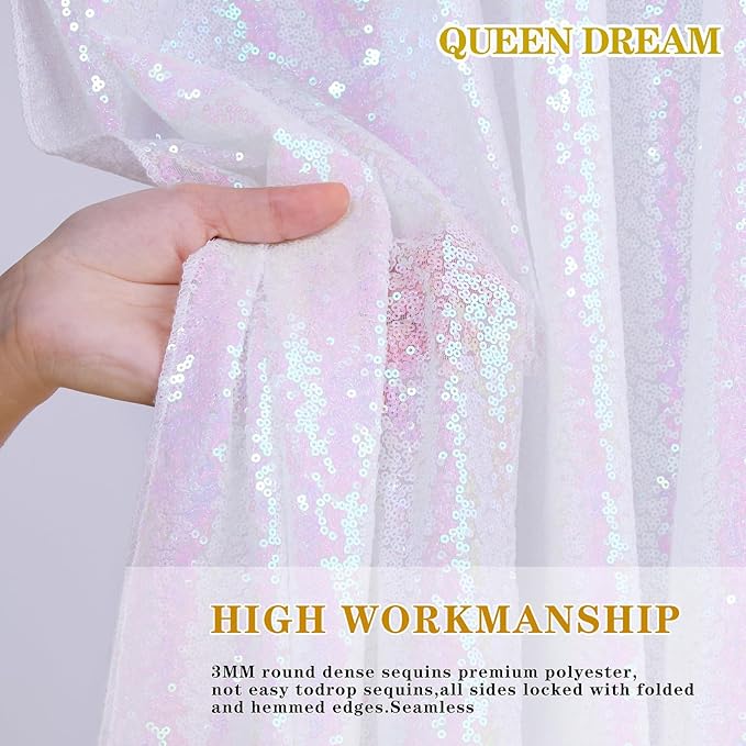 Backdrop Curtains 6 Panels Iridescent Sequin Background 2ftx8ft Glitter Fabric Baby Shower Party Wedding Photo Drapes Backdrop