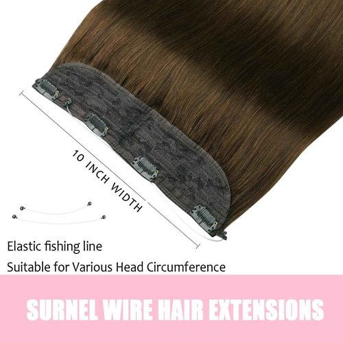 SURNEL Wire Hair Extension Invisible 18 inch Color 4 Medium Brown Secret Fish Line Hair Extensions 80g (#4,18inch)