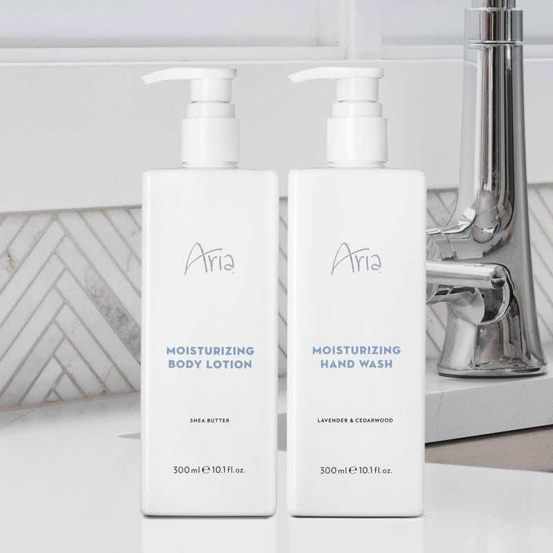 Aria Moisturizing Body Lotion - Hydrating Shea Butter - Scented with Cedarwood, Green Mandarin, Lavender - Vegas Hotel Body Lotion - 10 oz