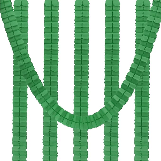 PATIKIL 9.8ft Four-Leaf Garland, 6 Pack Tissue Paper Hanging Flower Garland Reusable Streamers for Party Wedding Backdrop Decorations, Dark Green