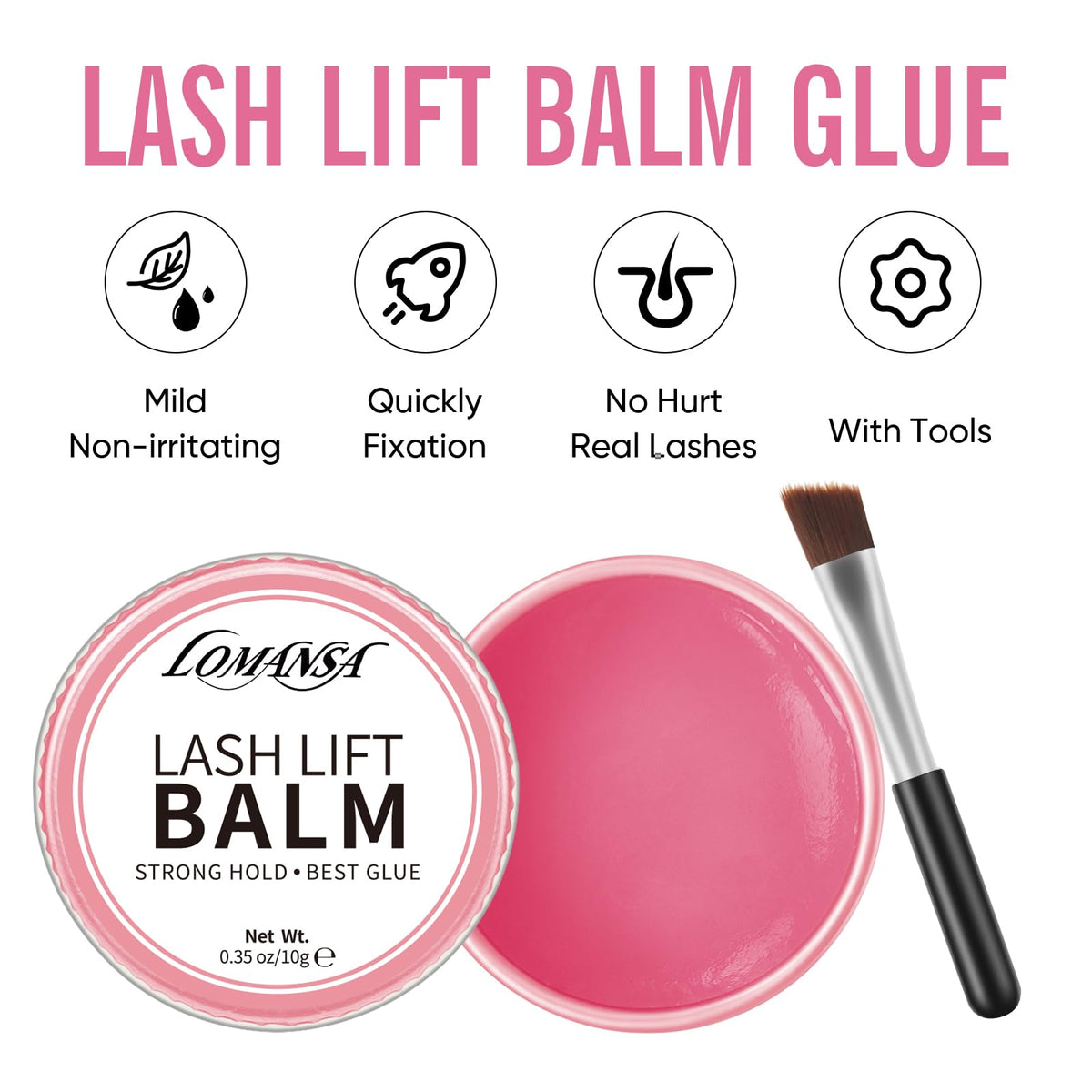 Lomansa Lash Lift Glue Korean Lash Lift Balm Glue Eyelash Perm Balm Fruit Flavor Lifting Curling Gel for Lash Perm Kit 10g (Rose)