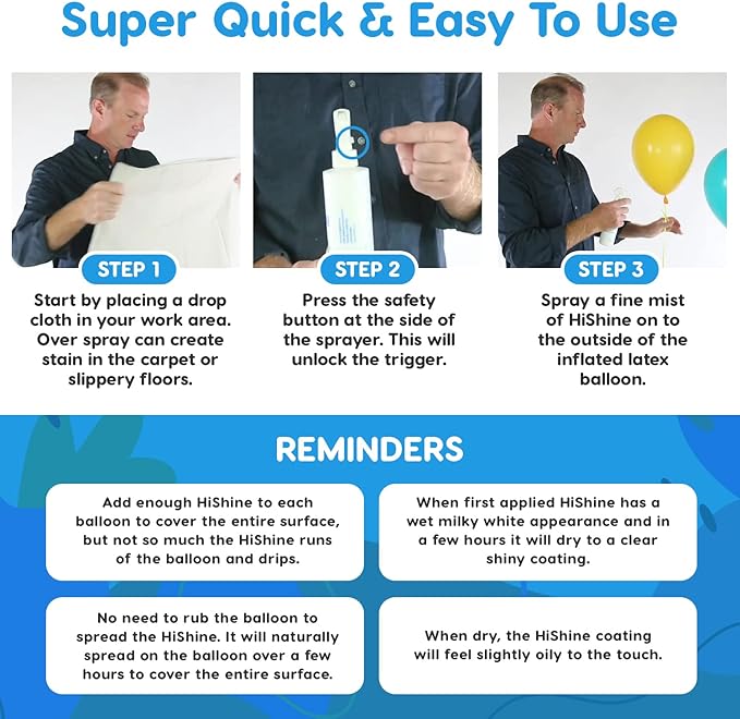 Hi-Shine Balloon Spray 8 oz - Instant Gloss & Vibrant Finish - Enhance Party Decor - Birthdays, Weddings, Special Events - Easy Application - Long-Lasting Results - Elevate Your Celebration